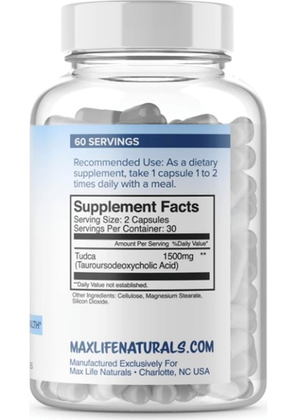 Maxlıfe Naturals Tudca 1500MG - 60 Capsules