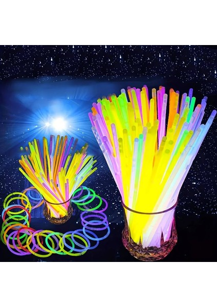 2000 Adet Neon Işık Konser Şenlik Işığı Vıp Renkli Glow Stick Fosforlu Bileklik Kolye Fosforlu Işık