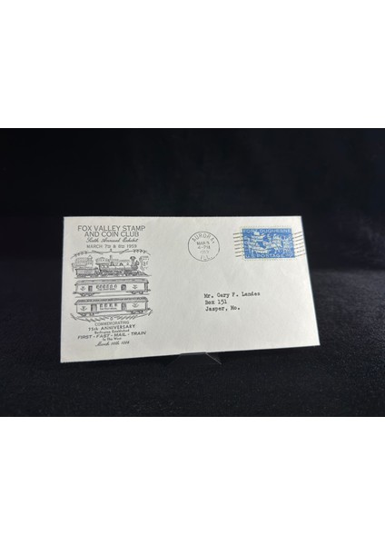 Usa 1959 Fox Valley Stamp And Coin Club Fdc Amerika Tren Temalı Ilk Gün Zarfı