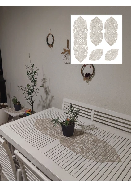 Neu Bella Home Neubella Home Osmanlı Fransız Güpürlü 5 Parça Salon Takımı Çeyizlik Kapiçino