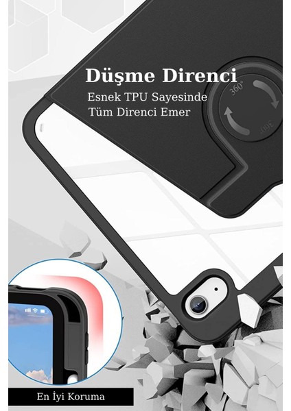 iPad 10.2 9.Nesil Uyumlu 360° Dönebilen Standlı Pino Tablet Kılıfı