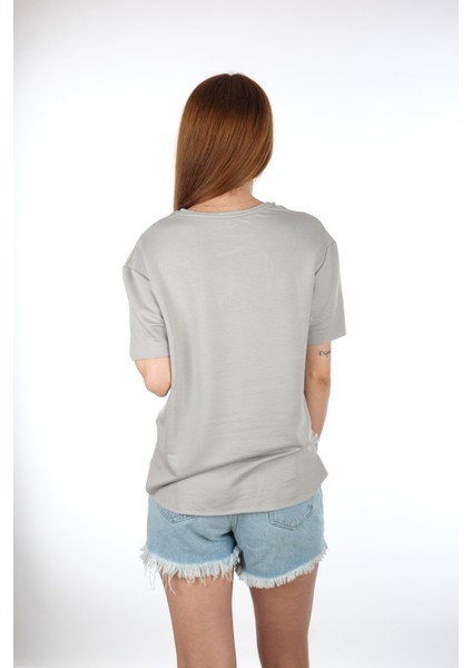 Gri Modal Oval T-Shirt