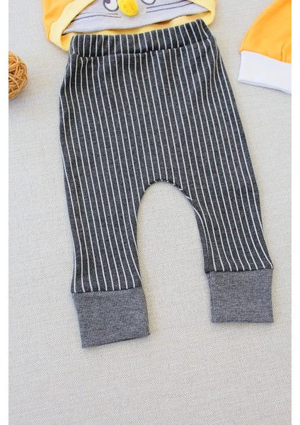 Şımarık Tavşan Nakışlı Şapkalı Uzun Kollu Sweat 3lü Kız-Erkek Bebek Takımı Turuncu modelleri