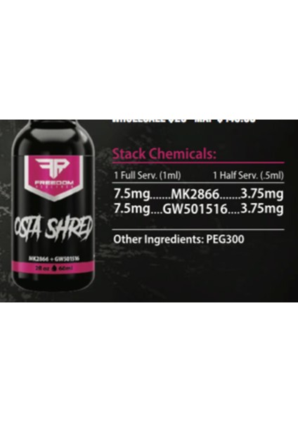 Ostashred – MK2866 + GW501516 Cuting Combo 60ML 15MG MADE In Usa