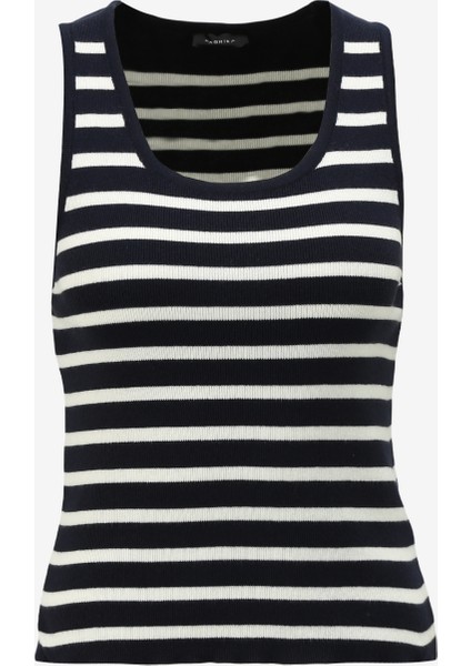 Lacivert - Beyaz Kadın U Yaka Basic Atlet F4SL-TST0501