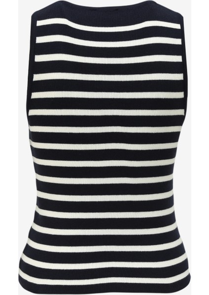 Lacivert - Beyaz Kadın U Yaka Basic Atlet F4SL-TST0501 fiyatları