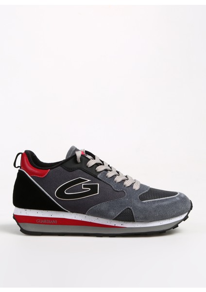 Gri - Kırmızı Erkek Süet Sneaker Wen 0400