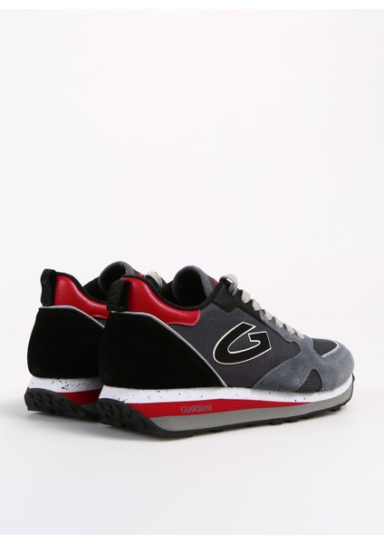 Gri - Kırmızı Erkek Süet Sneaker Wen 0400
