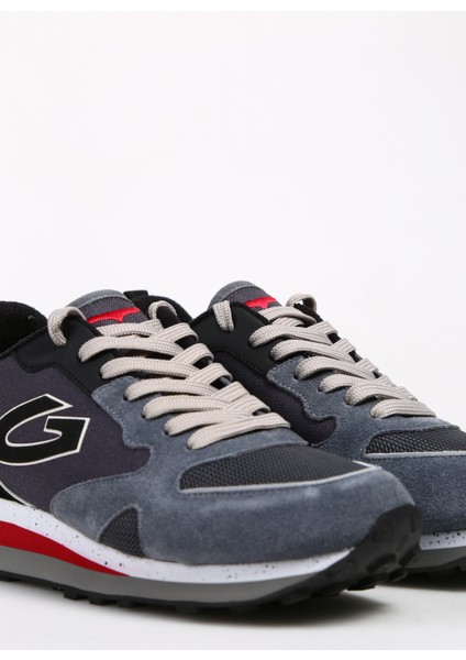 Gri - Kırmızı Erkek Süet Sneaker Wen 0400