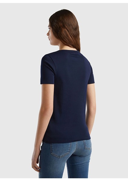 Bisiklet Yaka Lacivert Kadın T-Shirt 3Ga2E16A2 fiyatları