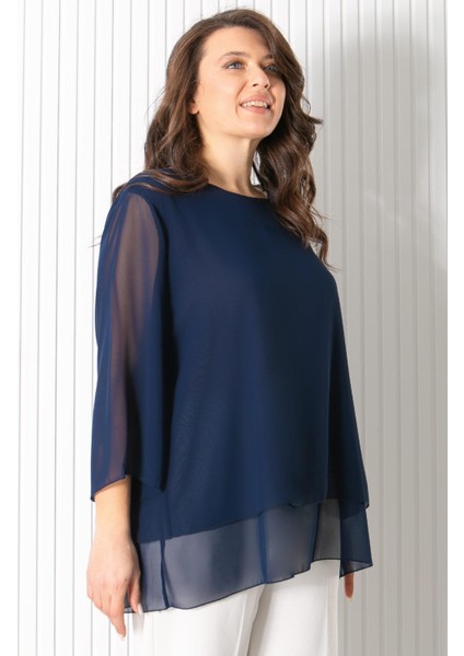 Şifon Tunik Lacivert FHM924