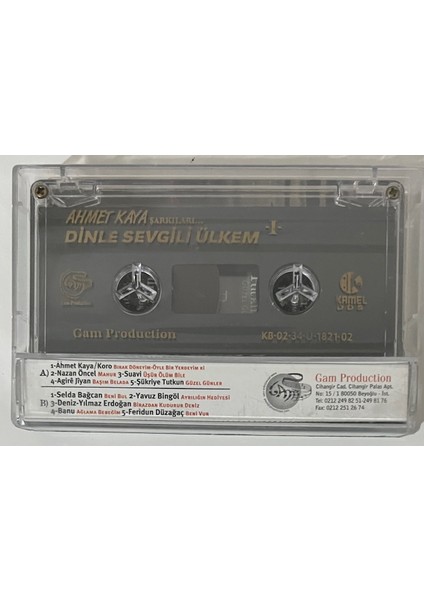 Ahmet Kaya Şarkılarıyla Dinle Sevgili Ülkem 1 Kaset (Orjnal Baskı Kaset)