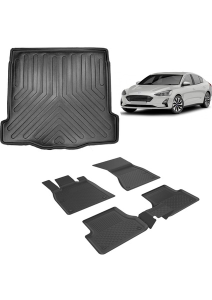 Ford Focus 4 Sedan 2019+ 4.5d Sahler Paspas ve 3D Bagaj Havuzu Set