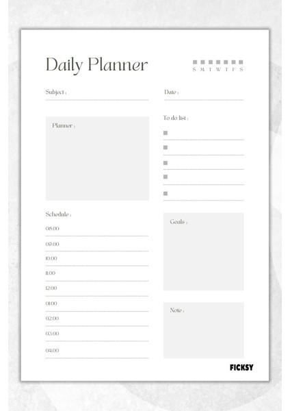 Günlük Planlayıcı - A4 Ebat Yapılacaklar - 30 Yaprak - Daily Planner