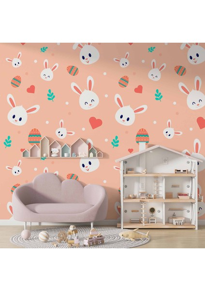 Tavşan Desenli Çocuk Odası Duvar Kağıdı Baskı
