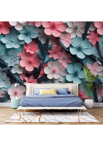 Renkli Çiçek Temalı Duvar Kağıdı Baskı fiyatları
