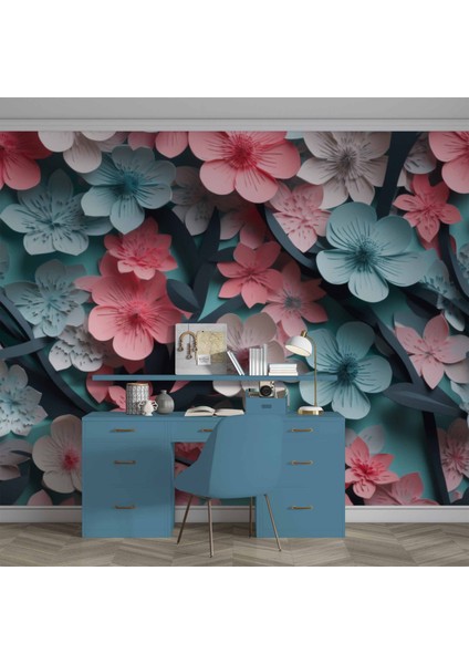 Renkli Çiçek Temalı Duvar Kağıdı Baskı fırsatları