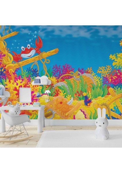 Deniz Altı Dünyası Yengeçli Duvar Kağıdı Baskı fiyatları