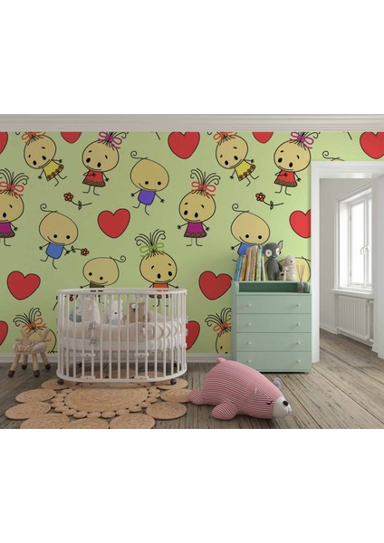 Minik Çocuk Desenli Çocuk Odası Duvar Kağıdı Baskı fiyatları