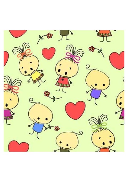 Minik Çocuk Desenli Çocuk Odası Duvar Kağıdı Baskı indirimleri