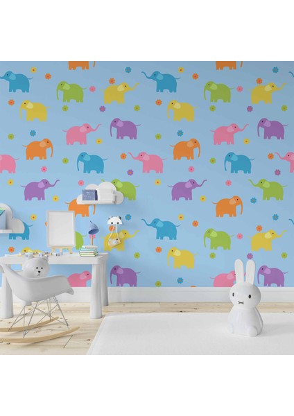Fil Desenli Çocuk Odası Duvar Kağıdı Baskı fiyatları