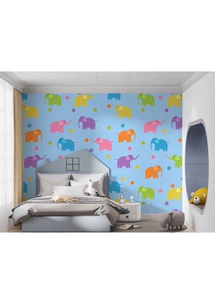 Fil Desenli Çocuk Odası Duvar Kağıdı Baskı modelleri