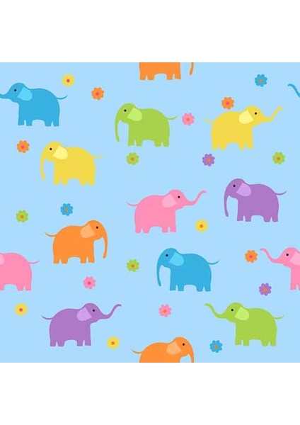 Fil Desenli Çocuk Odası Duvar Kağıdı Baskı indirimleri