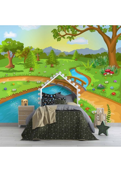 Dere Manzaralı Çocuk Odası Duvar Kağıdı Baskı fırsatları