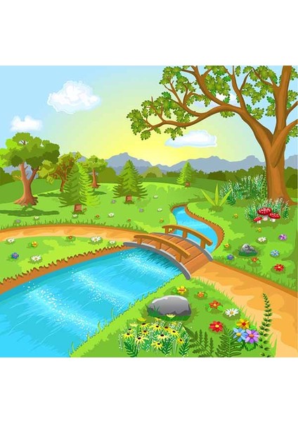 Dere Manzaralı Çocuk Odası Duvar Kağıdı Baskı indirimleri