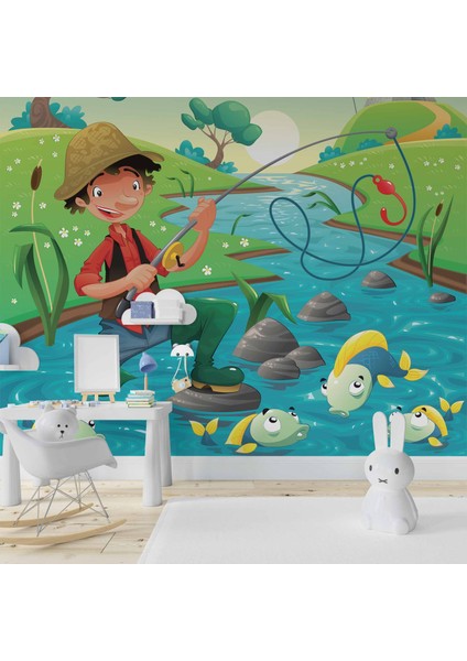 Balık Tutan Çocuk Duvar Kağıdı Baskı fiyatları