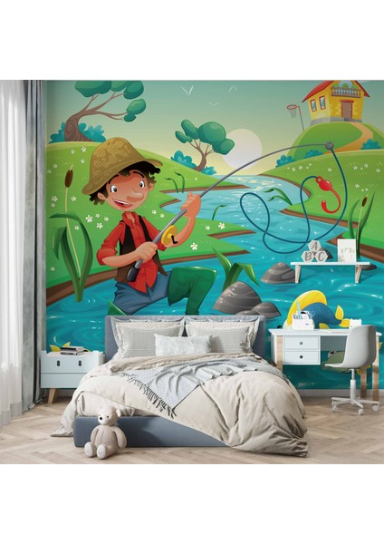 Balık Tutan Çocuk Duvar Kağıdı Baskı modelleri
