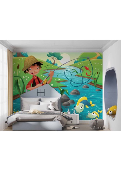 Balık Tutan Çocuk Duvar Kağıdı Baskı fırsatları