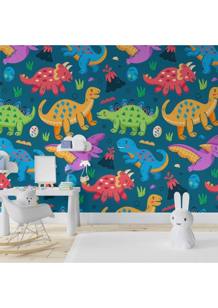 Renkli Dinozor Desenli Çocuk Oyun Odası Duvar Kağıdı Baskı fiyatları