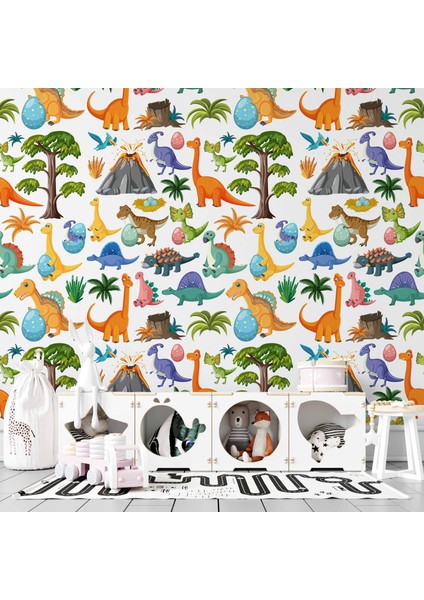 Dinazor Desenli Çocuk Odası Duvar Kağıdı Baskı modelleri