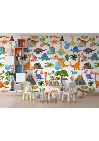 Dinazor Desenli Çocuk Odası Duvar Kağıdı Baskı indirimleri