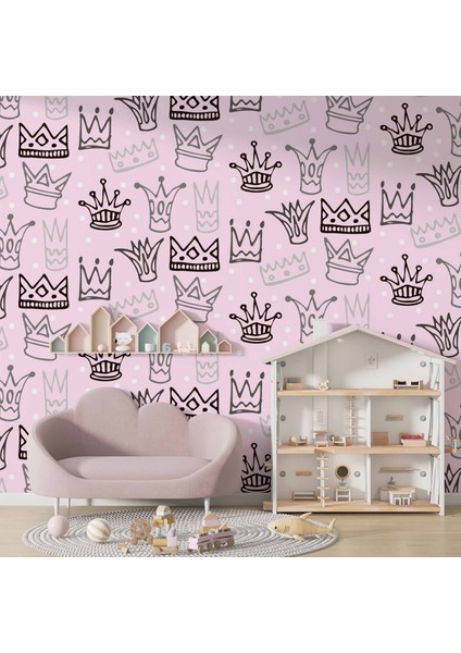 Kraliçe Tacı Temalı Çocuk Odası Duvar Kağıdı Baskı