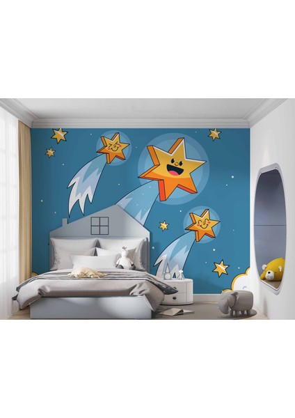 Kayan Yıldız Temalı Çocuk Odası Duvar Kağıdı Baskı modelleri