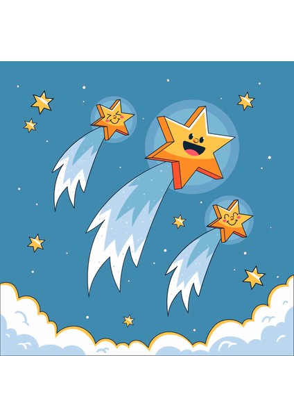 Kayan Yıldız Temalı Çocuk Odası Duvar Kağıdı Baskı indirimleri