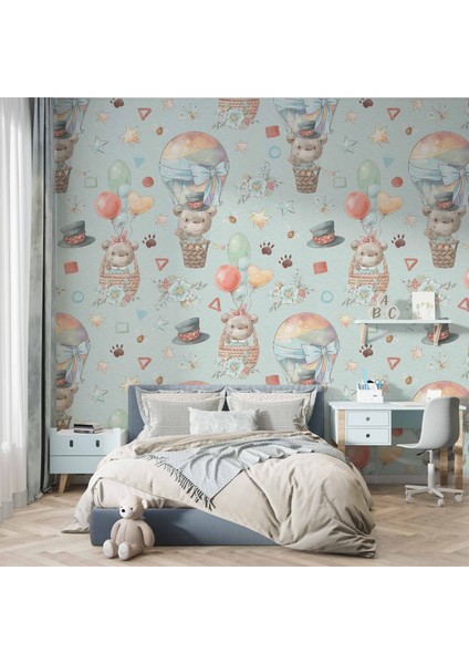 Ayıcık Ve Balon Desenli Bebek Odası Duvar Kağıdı Baskı fırsatları