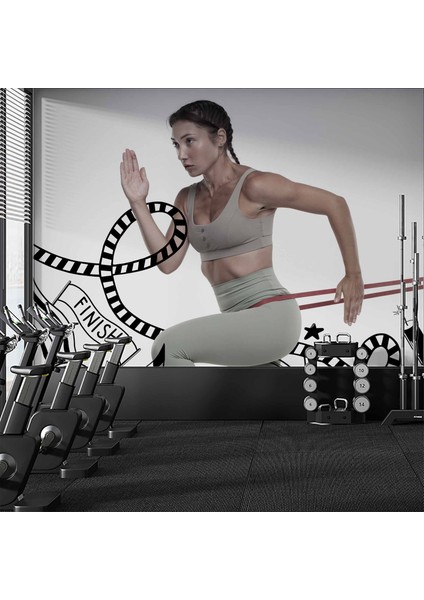 Koşan Kadın Temalı Spor Salonu Duvar Kağıdı Baskı