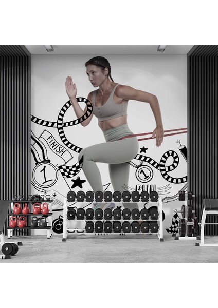 Koşan Kadın Temalı Spor Salonu Duvar Kağıdı Baskı fiyatları