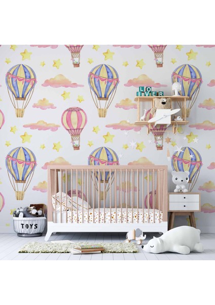 Uçan Balon Temalı Çocuk Odası Duvar Kağıdı Baskı modelleri