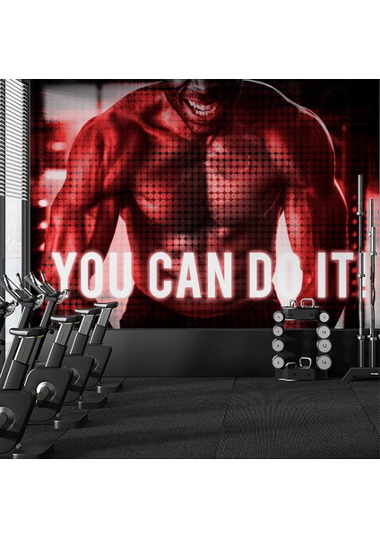 Kaslı-Yazılı Spor Salonu Duvar Kağıdı Baskı