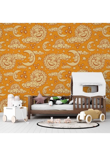 Güneş-Ay Çocuk Odası Duvar Kağıdı Baskı modelleri