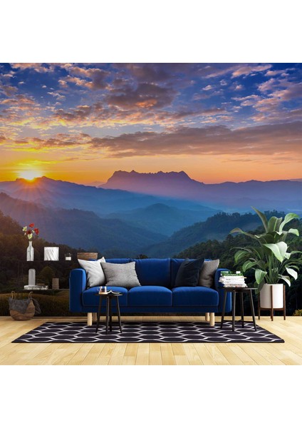 Gündoğumu Dağ Manzaralı Duvar Kağıdı Baskı