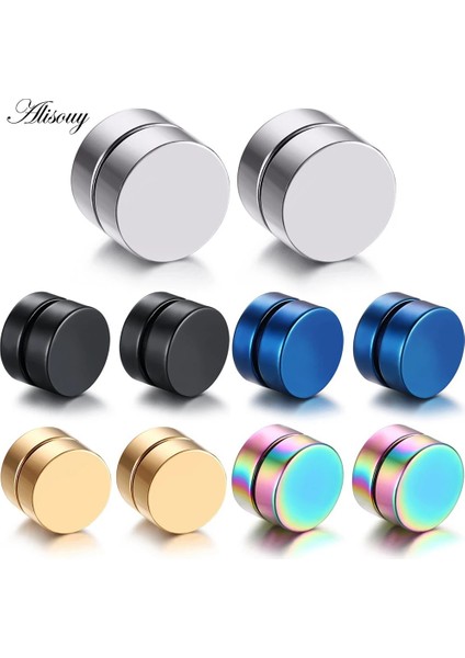 10MM Tarzı Gümüş Alisouy Unk Erkek Güçlü Mıknatıs Manyetik Kulak Damızlık Seti Sigara Delici Küpe Sahte Küpe Erkek Arkadaşı Için Hediye Sevgilisi Takı (Yurt Dışından)