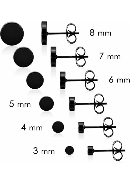 6mm Tarzı Gümüş 1 Çift Paslanmaz Çelik Yuvarlak Siyah Kulak Çıtçıt Erkekler Punk Düğme Küpe Erkekler Için Geri Itin Düğme Küpe Kadın Erkek Takı (Yurt Dışından)