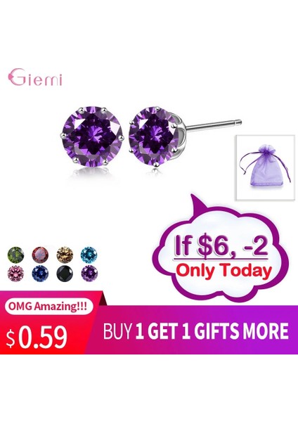 Renk1 Yeni Koleksiyon Kübik Zirkonya Cz Taş 6 mm Moda Takı Damızlık Küpe Gümüş Küpe Kadın Giftolors (Yurt Dışından) fiyatları