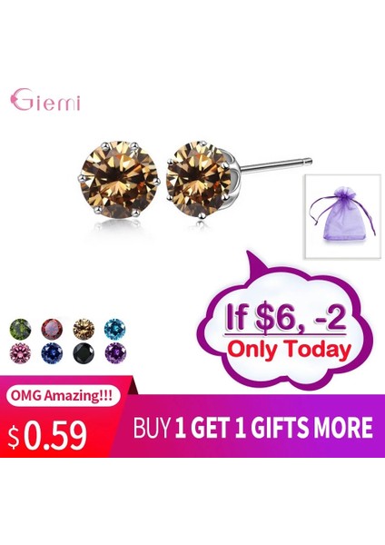 Renk1 Yeni Koleksiyon Kübik Zirkonya Cz Taş 6 mm Moda Takı Damızlık Küpe Gümüş Küpe Kadın Giftolors (Yurt Dışından) modelleri