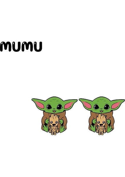 No.5 Boyutu 2021 Yeni Yoda Düğme Küpe Sevimli Uzay Bebek Epoksi Takı Reçine Akrilik Küpe El Yapımı Hediyeler Kız (Yurt Dışından)